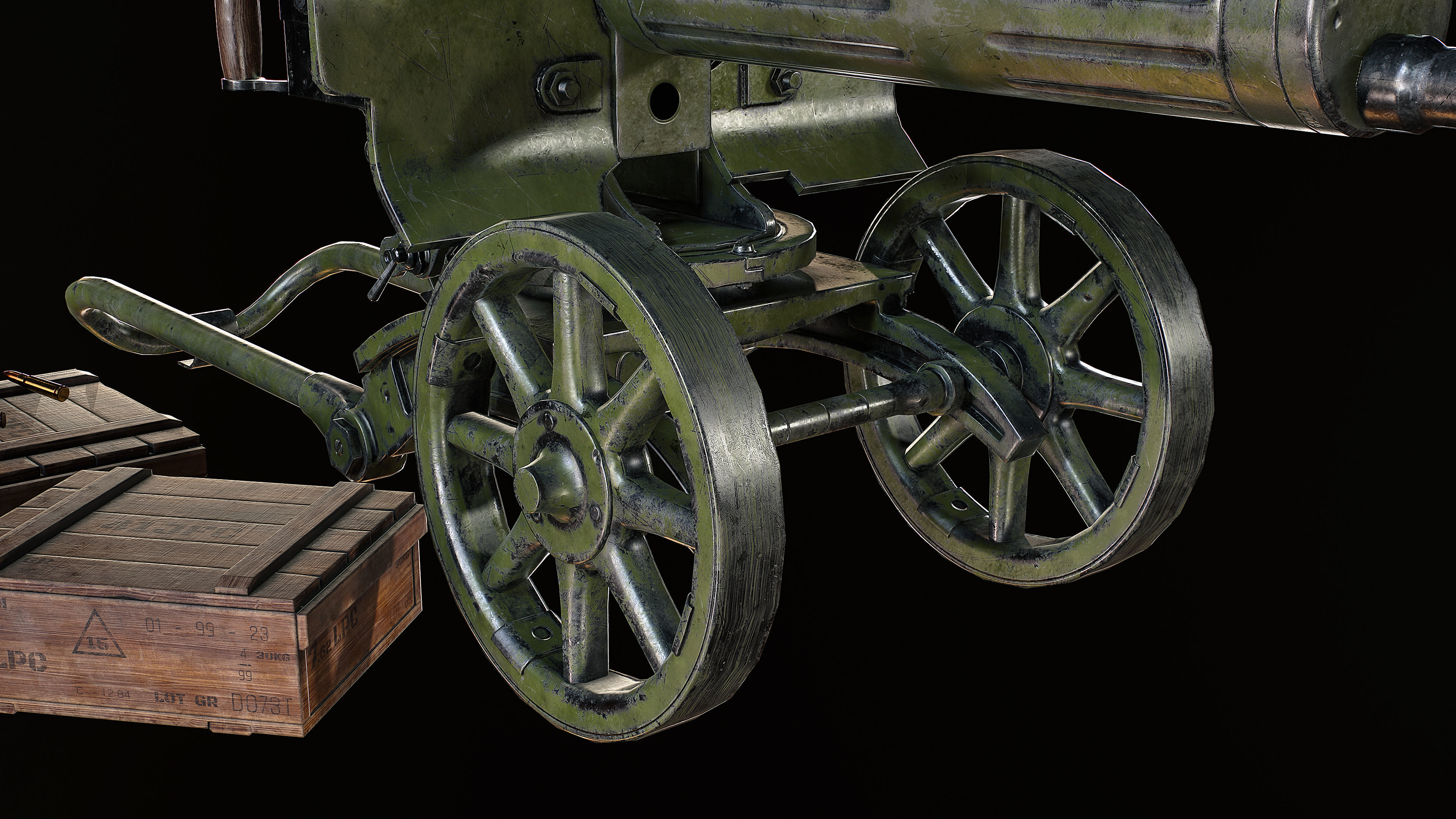 Machine Gun Maxim Low-poly 3D model_9