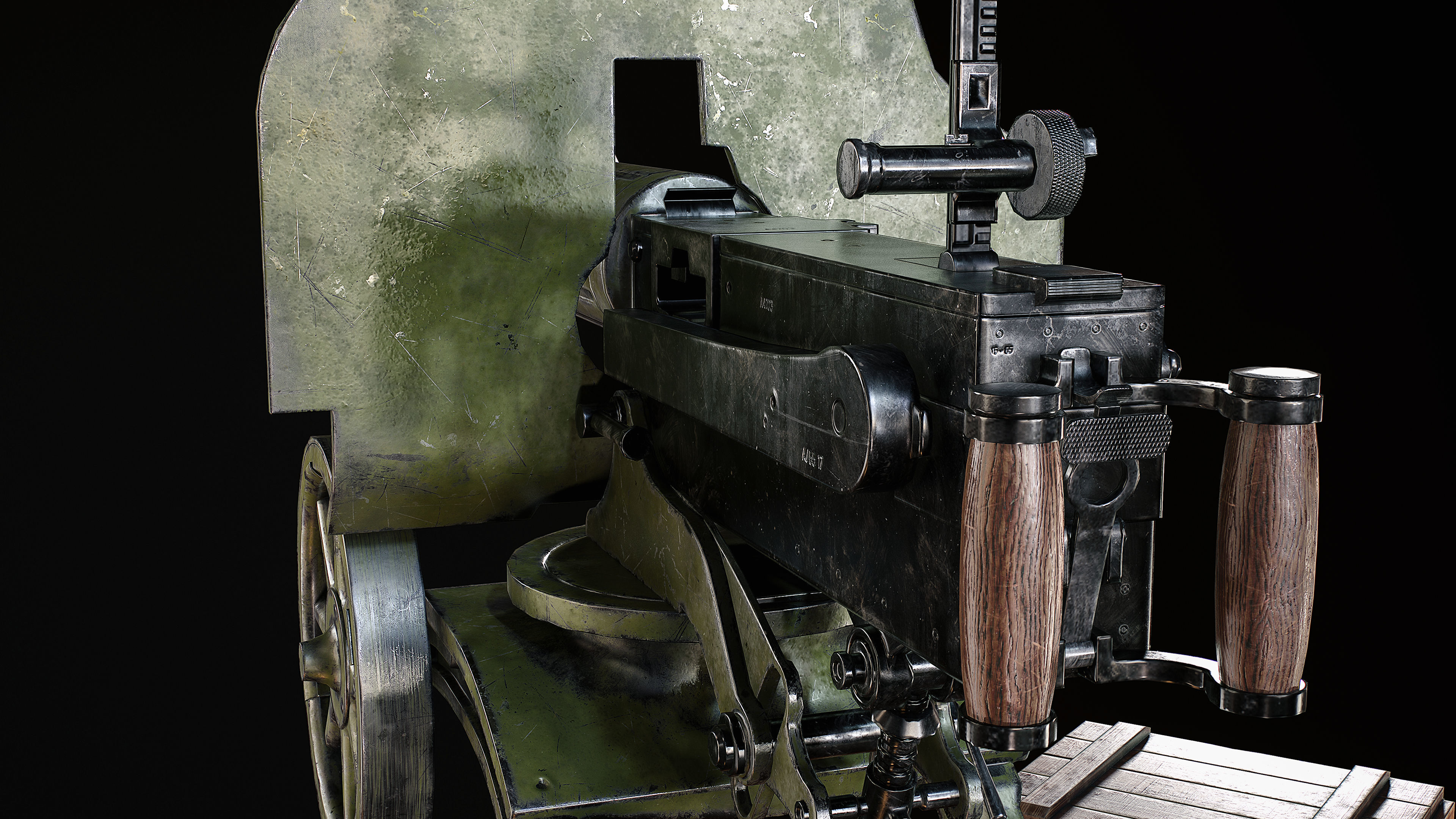 Machine Gun Maxim Low-poly 3D model_12