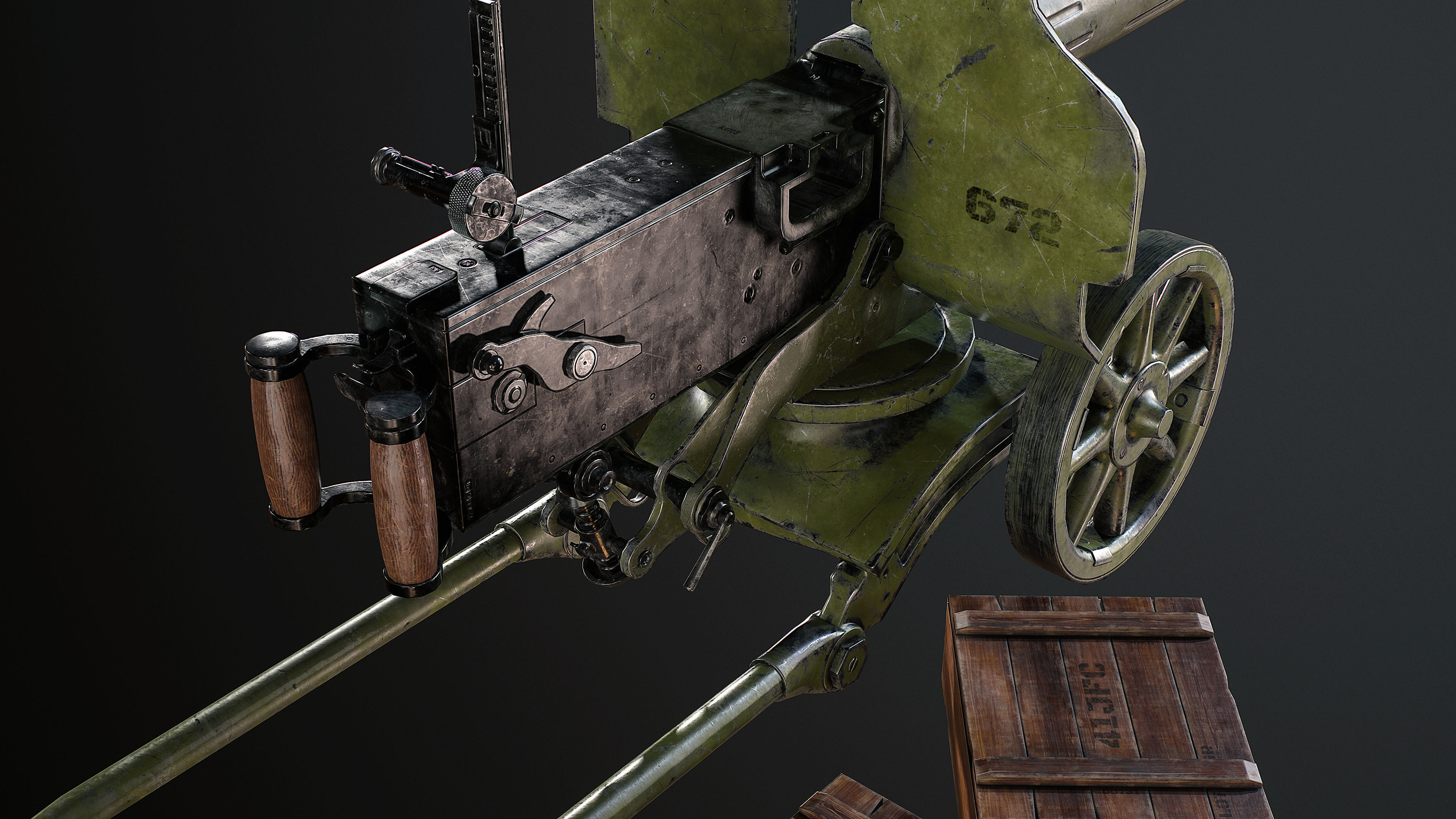 Machine Gun Maxim Low-poly 3D model_19