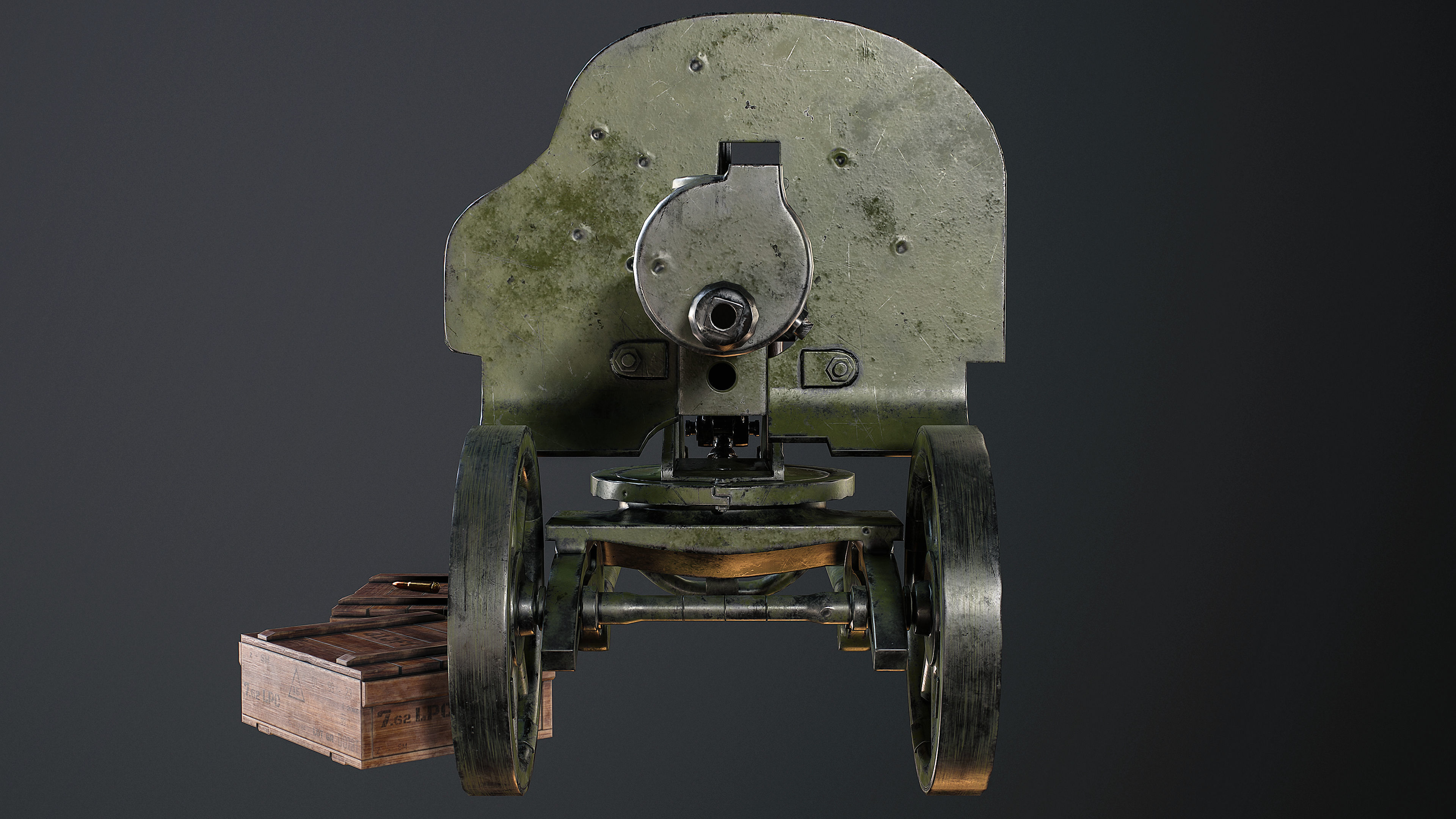 Machine Gun Maxim Low-poly 3D model_16