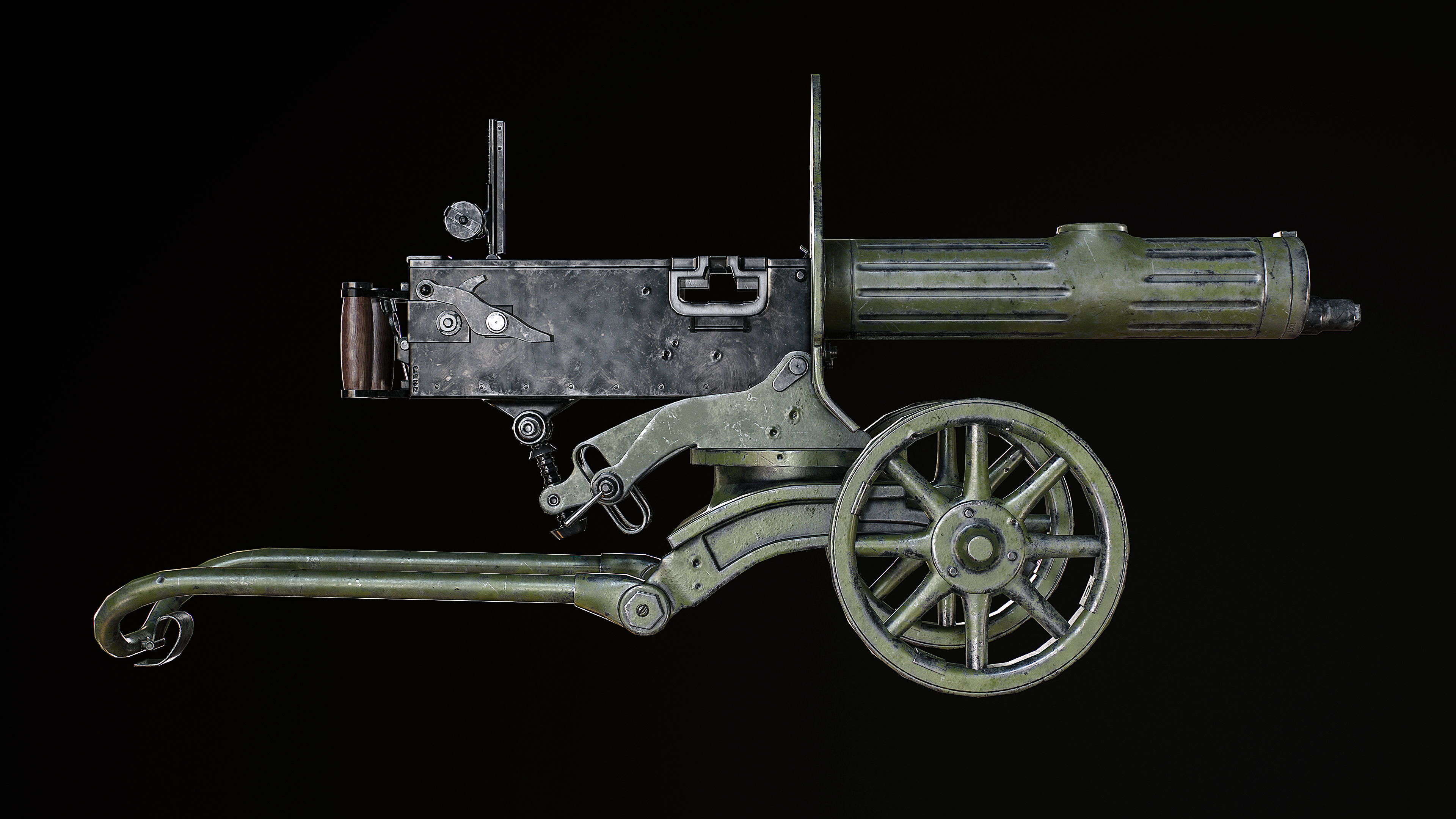 Machine Gun Maxim Low-poly 3D model_21