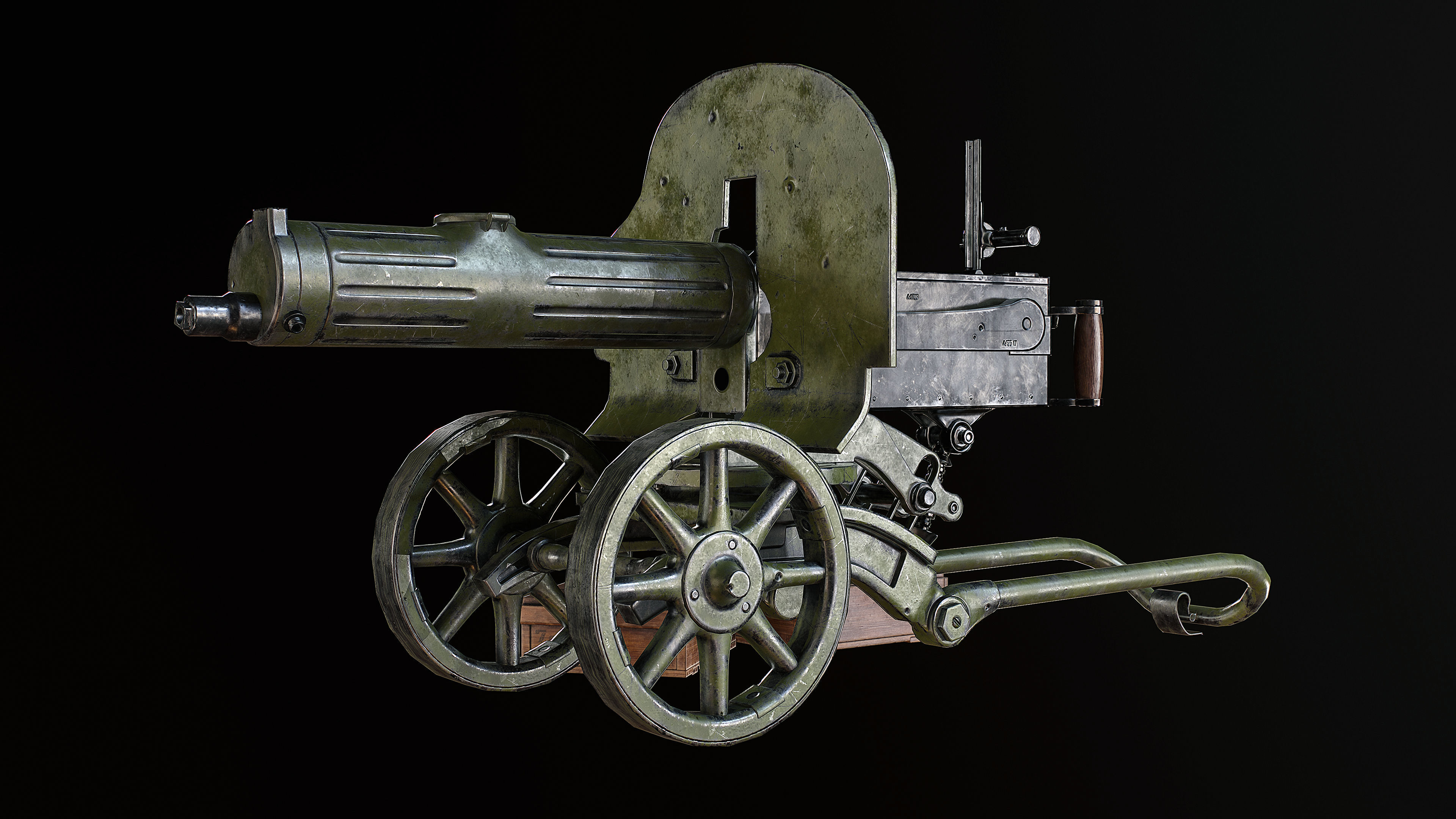Machine Gun Maxim Low-poly 3D model_1