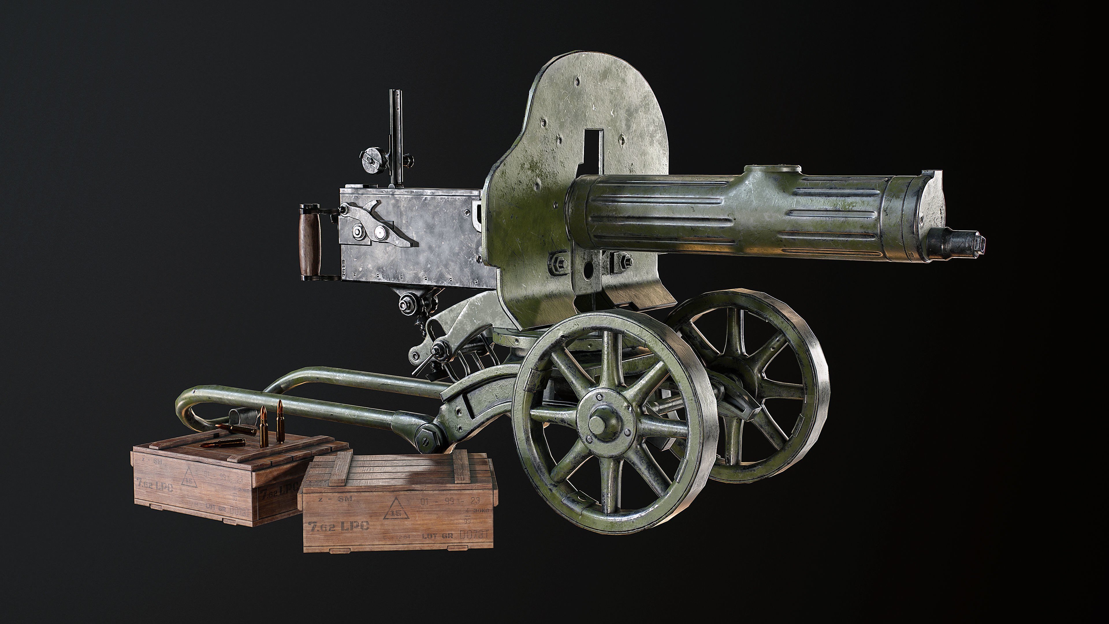 Machine Gun Maxim Low-poly 3D model_0