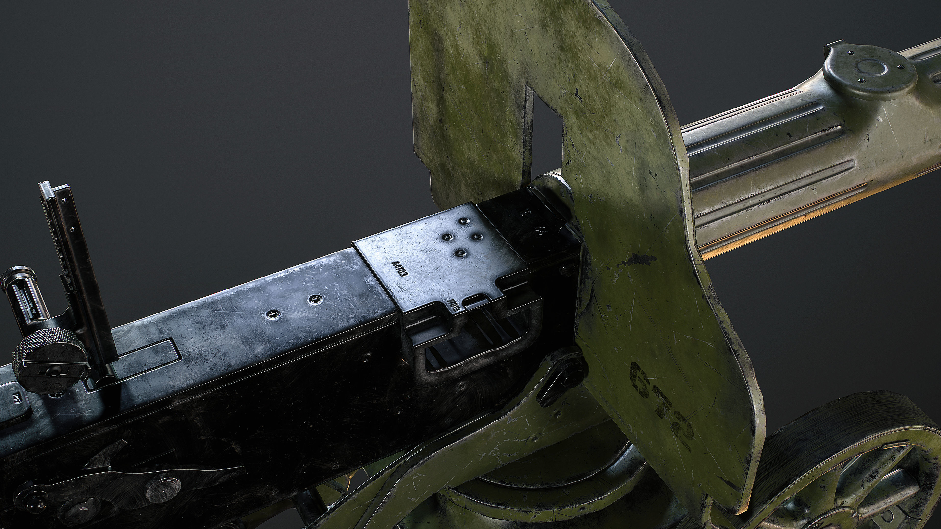 Machine Gun Maxim Low-poly 3D model_8