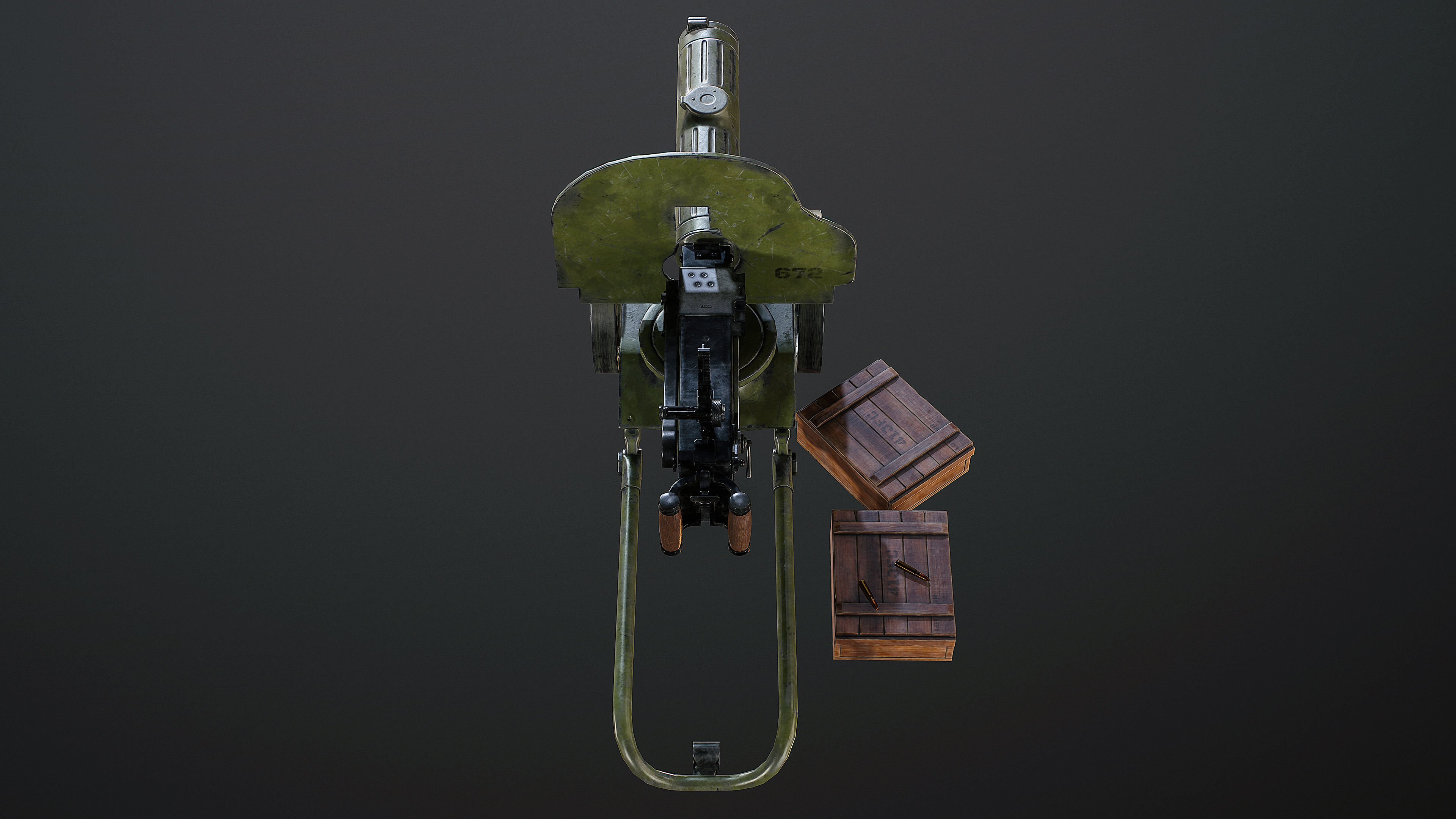 Machine Gun Maxim Low-poly 3D model_17