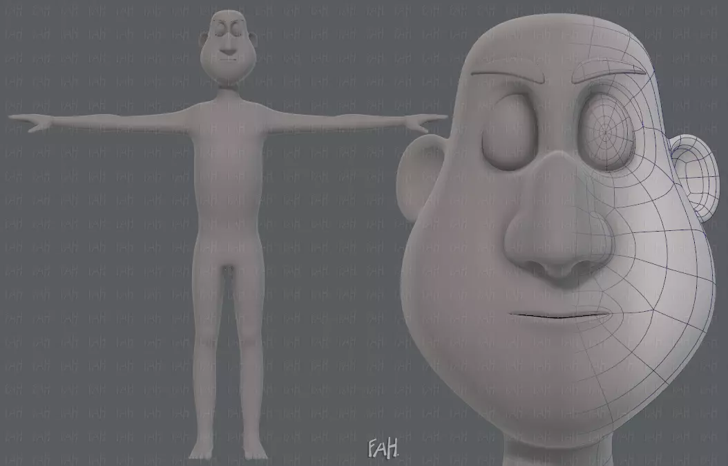 Base mesh man character V13 Low-poly 3D model_0