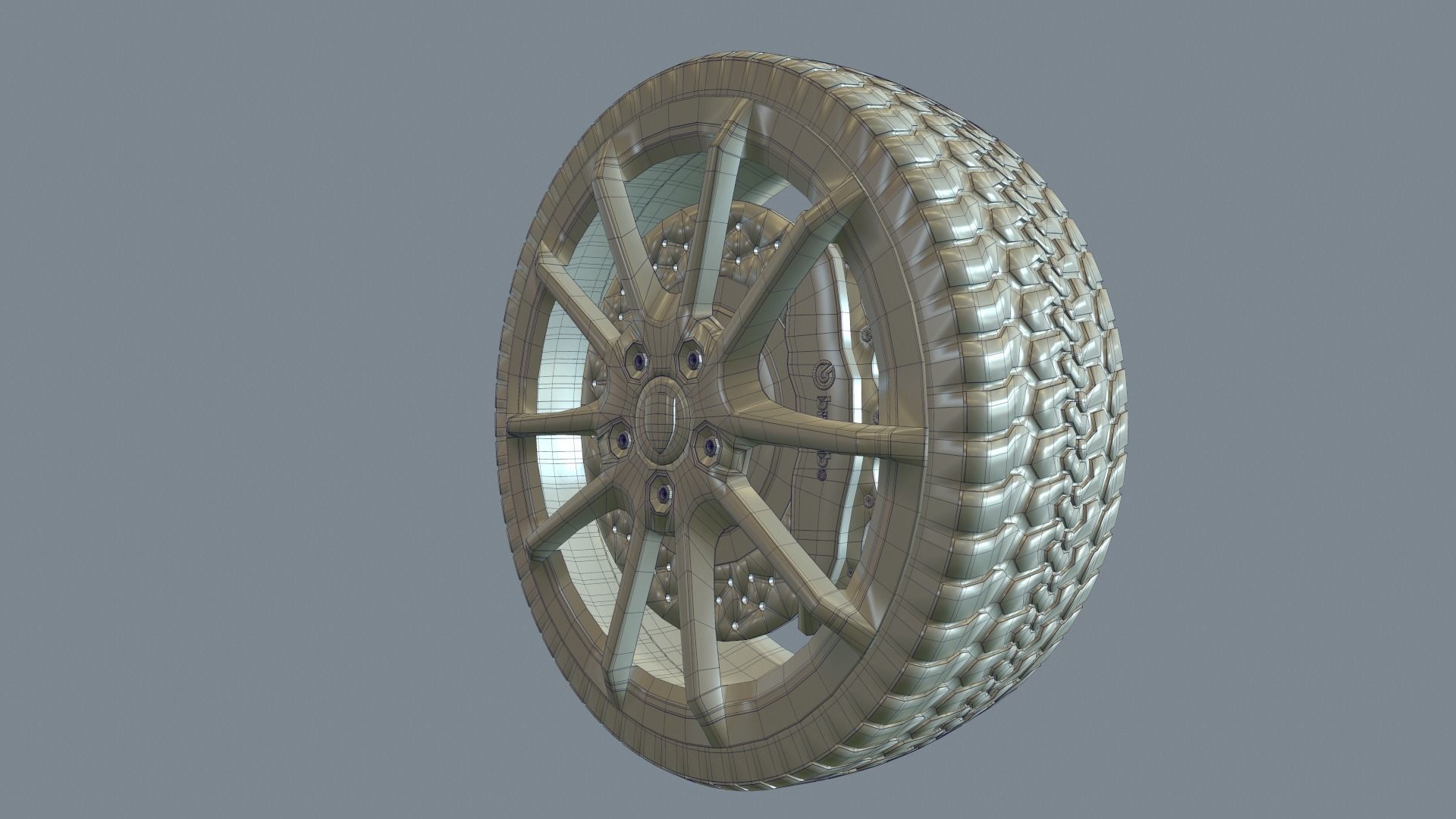 Wheel Low-poly 3D model_10