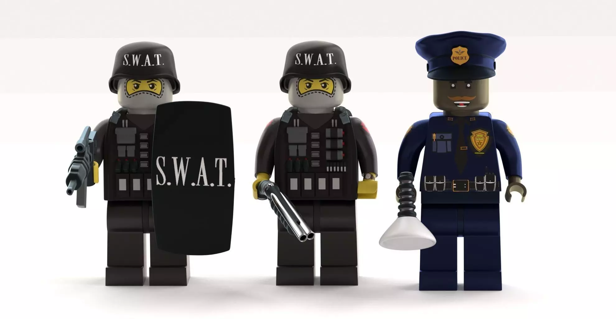 Lego Police Officer mini pack 3D model_0