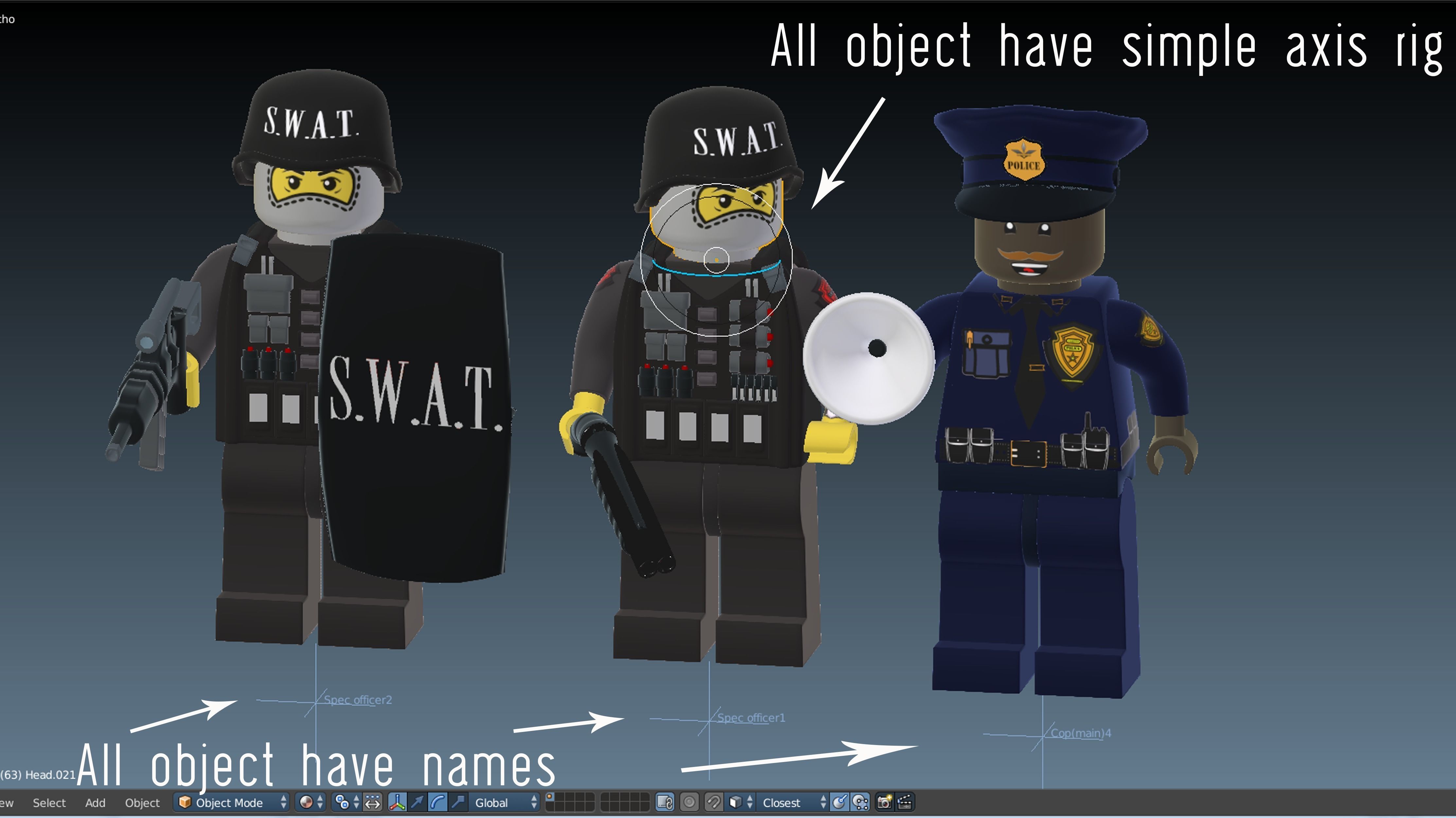 Lego Police Officer mini pack 3D model_4