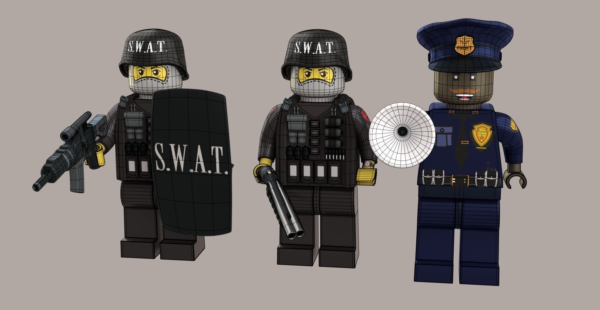 Lego Police Officer mini pack 3D model_2