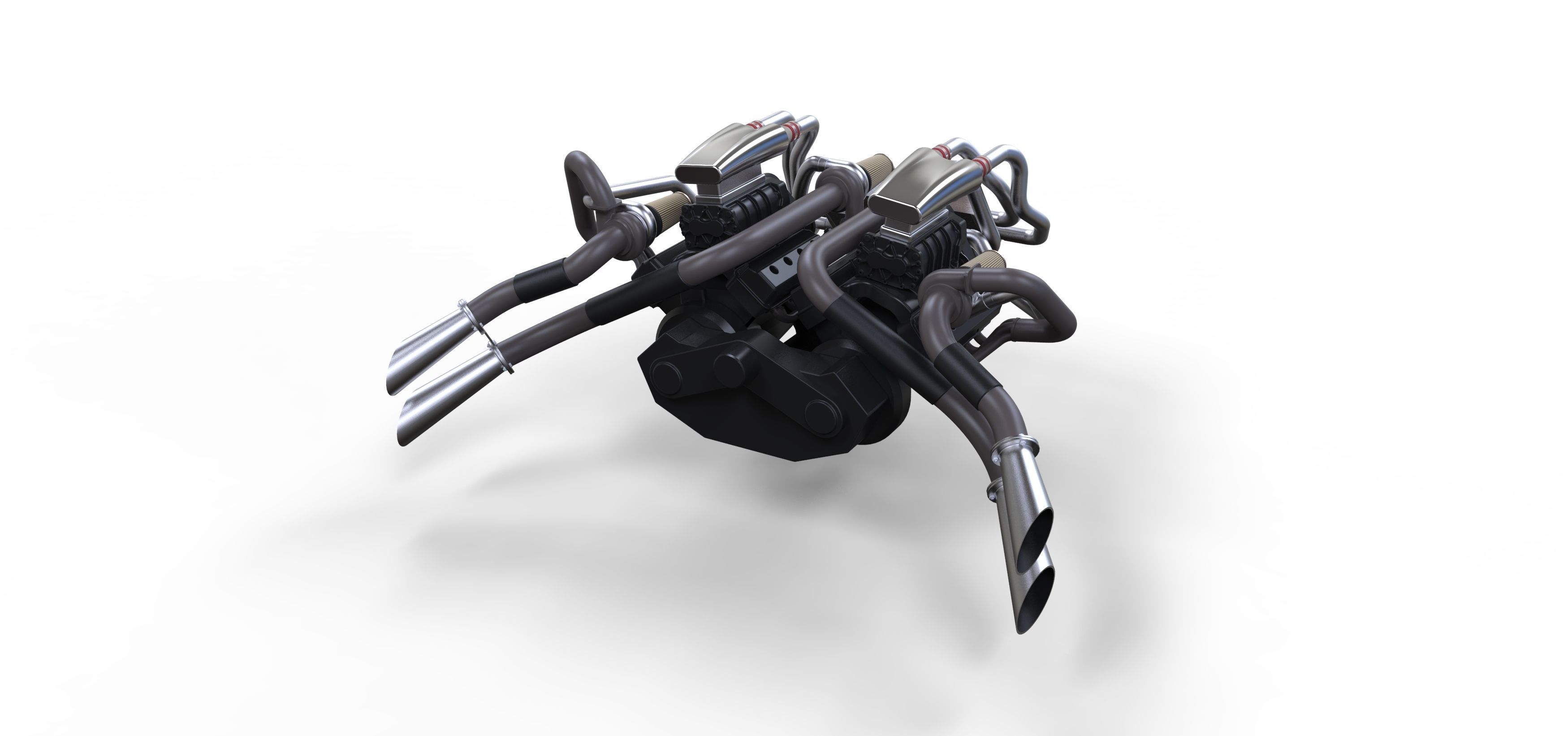 Double engine V8 3D model_8