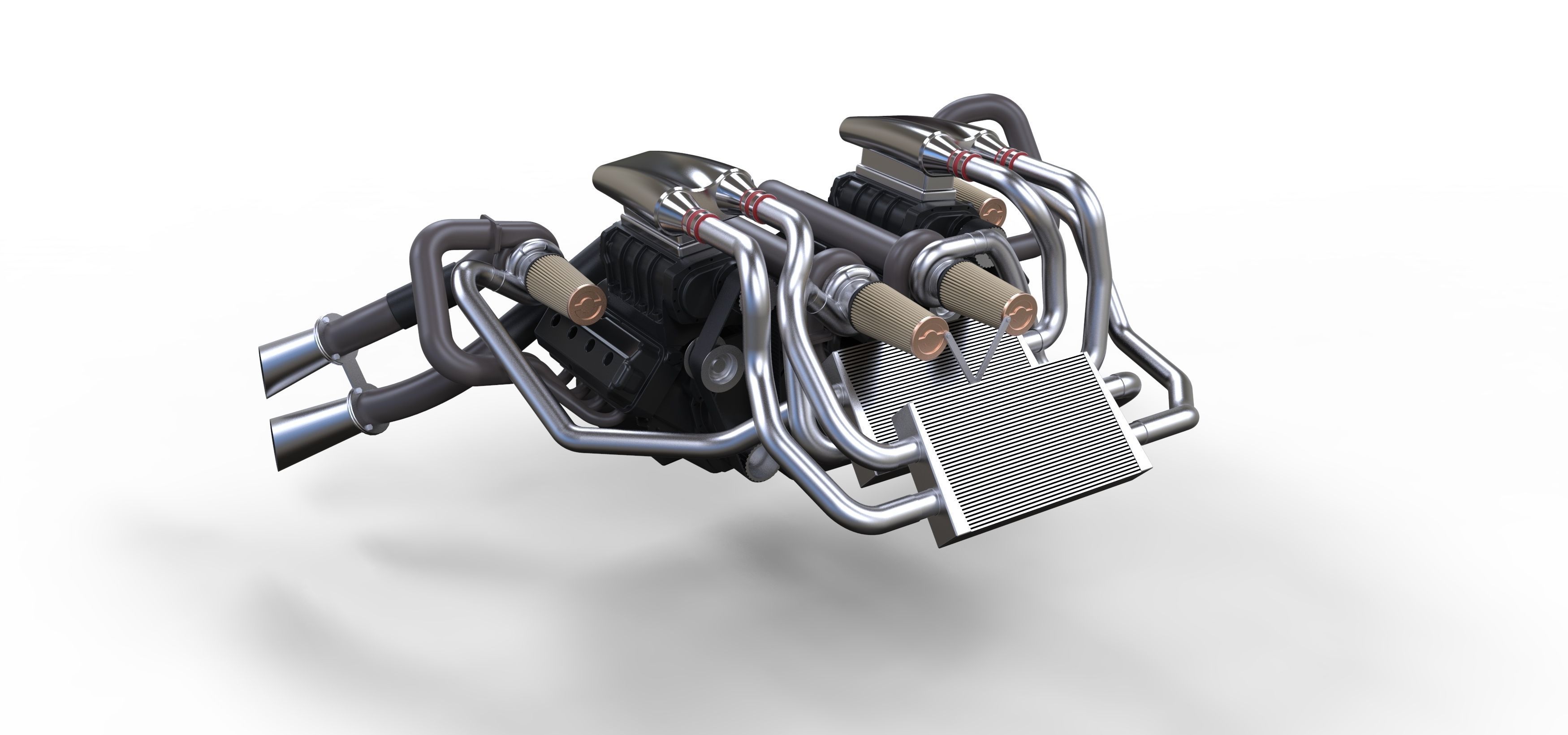 Double engine V8 3D model_5