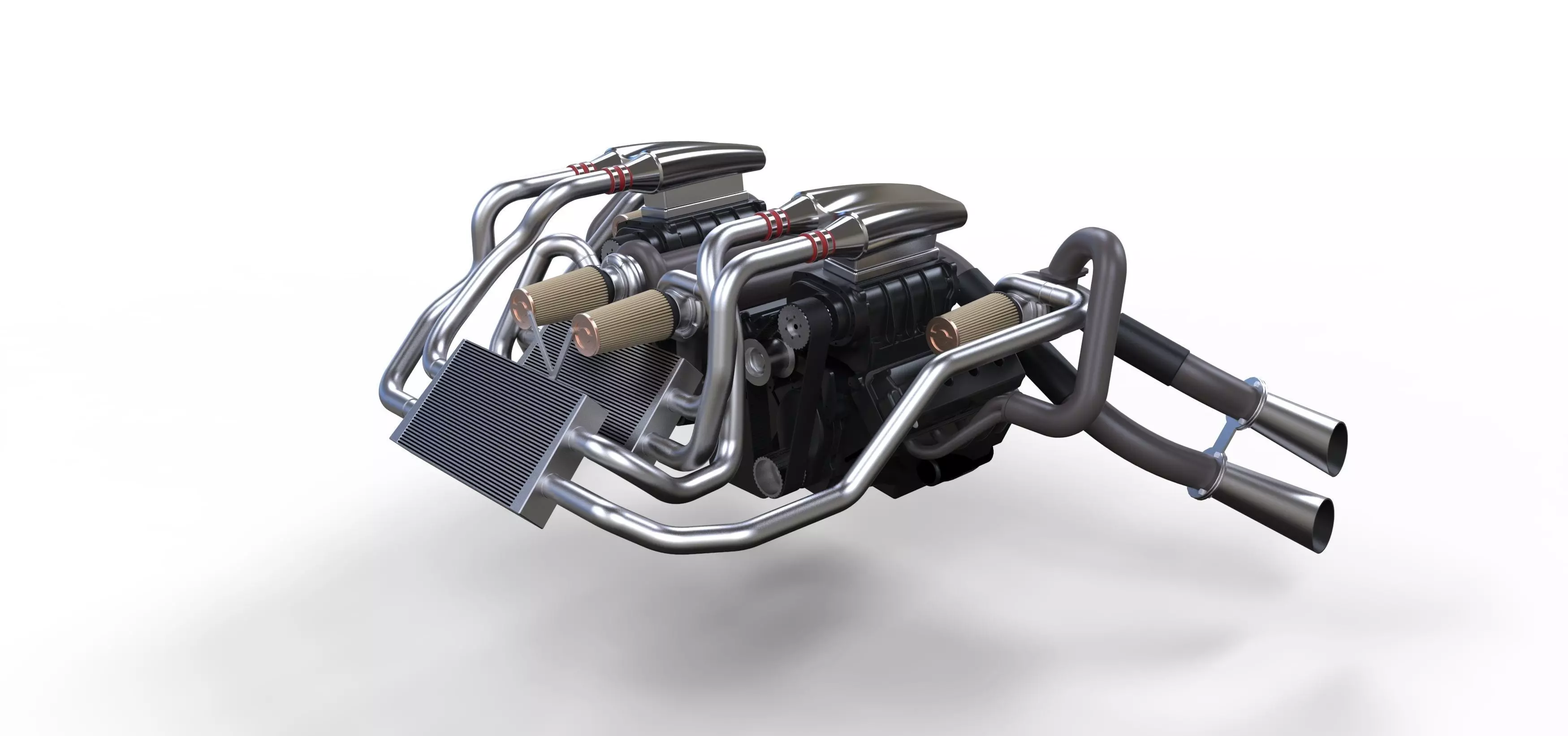 Double engine V8 3D model_0