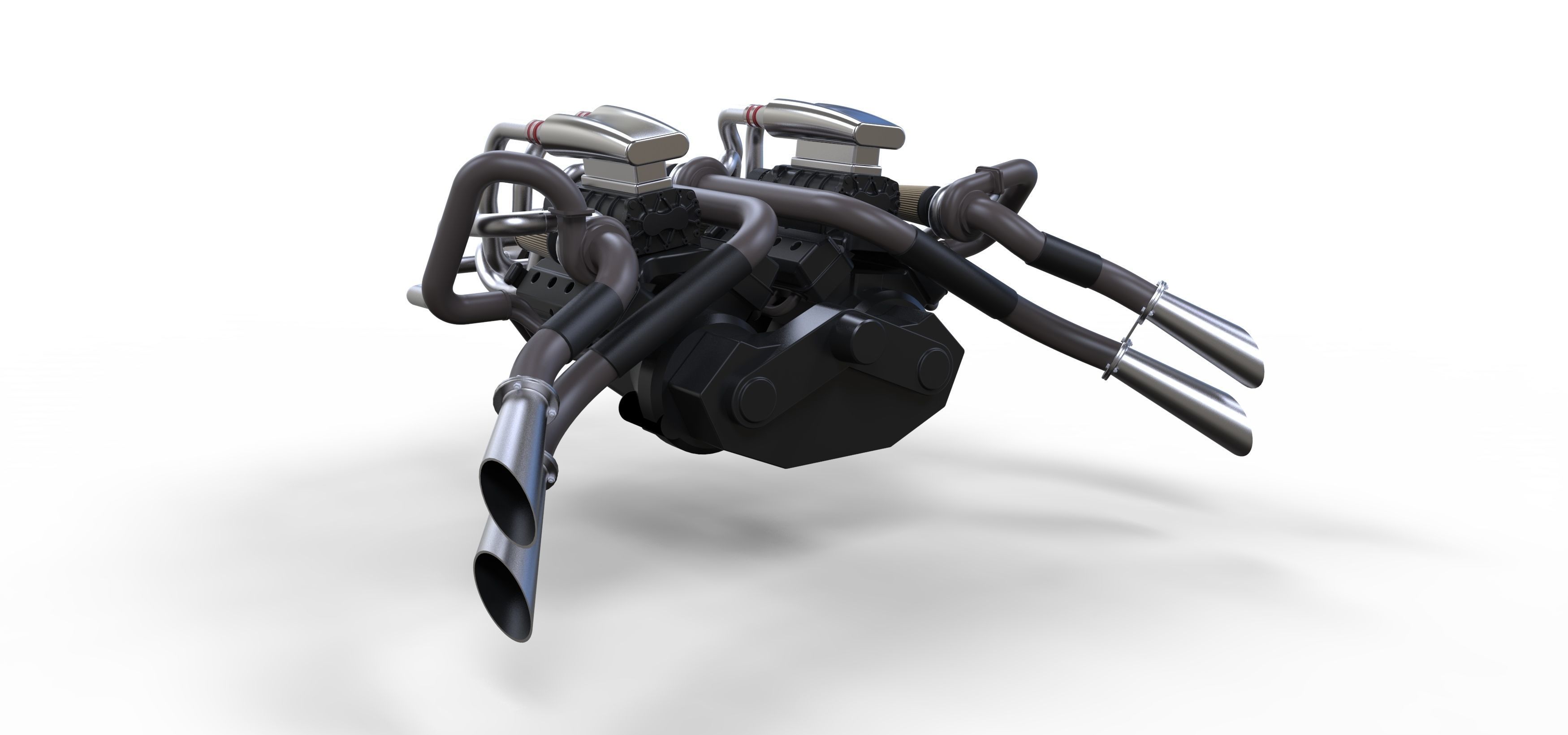 Double engine V8 3D model_11