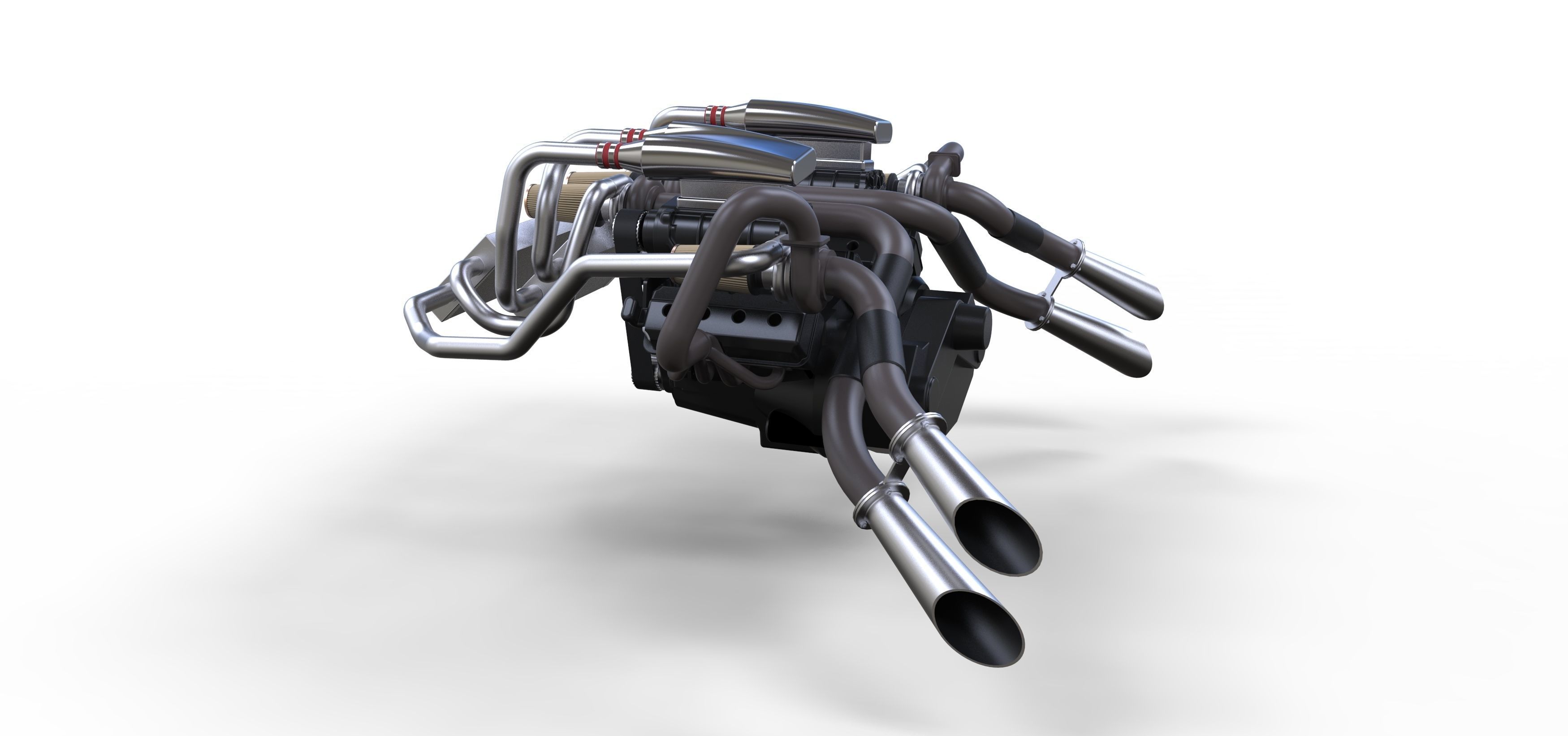 Double engine V8 3D model_12