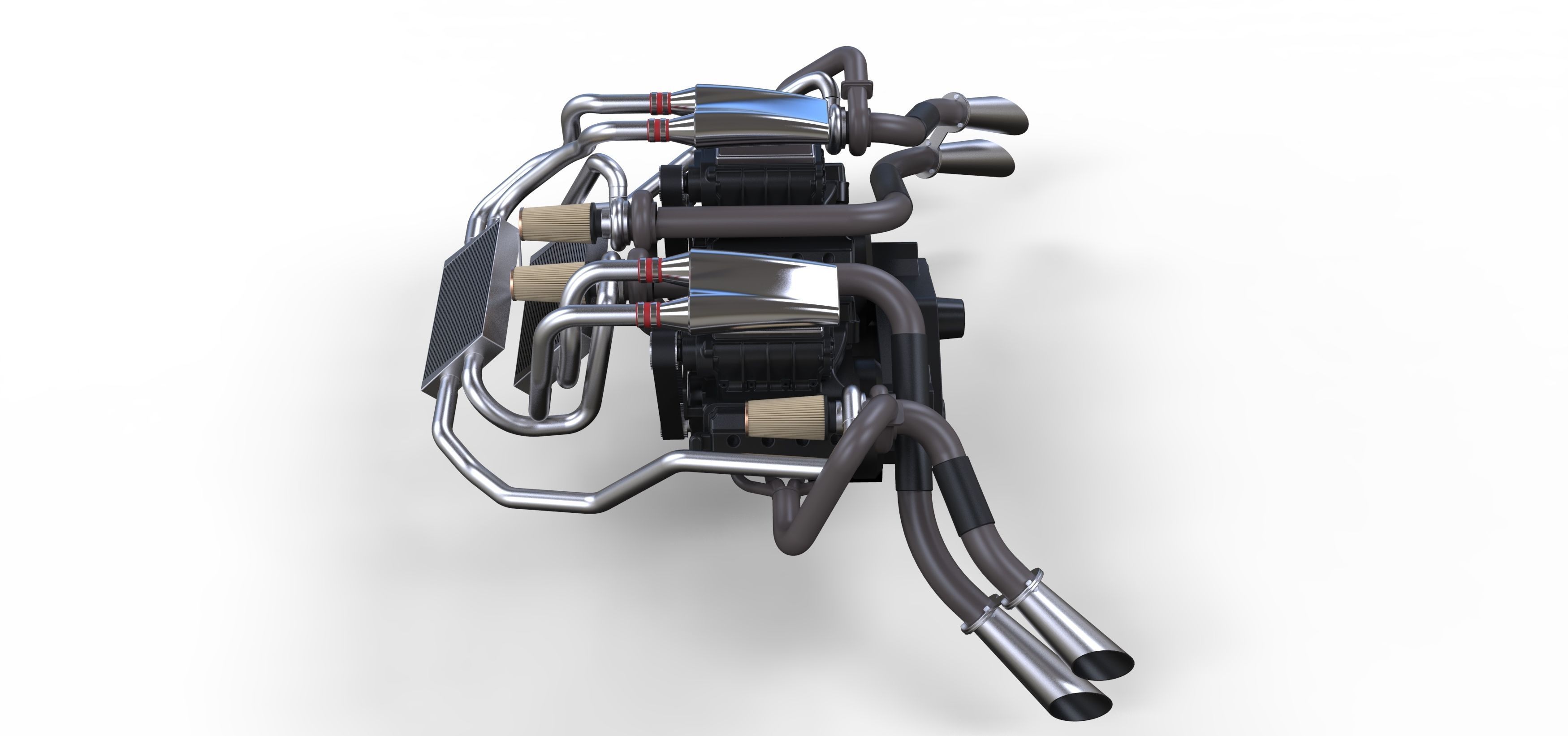 Double engine V8 3D model_14