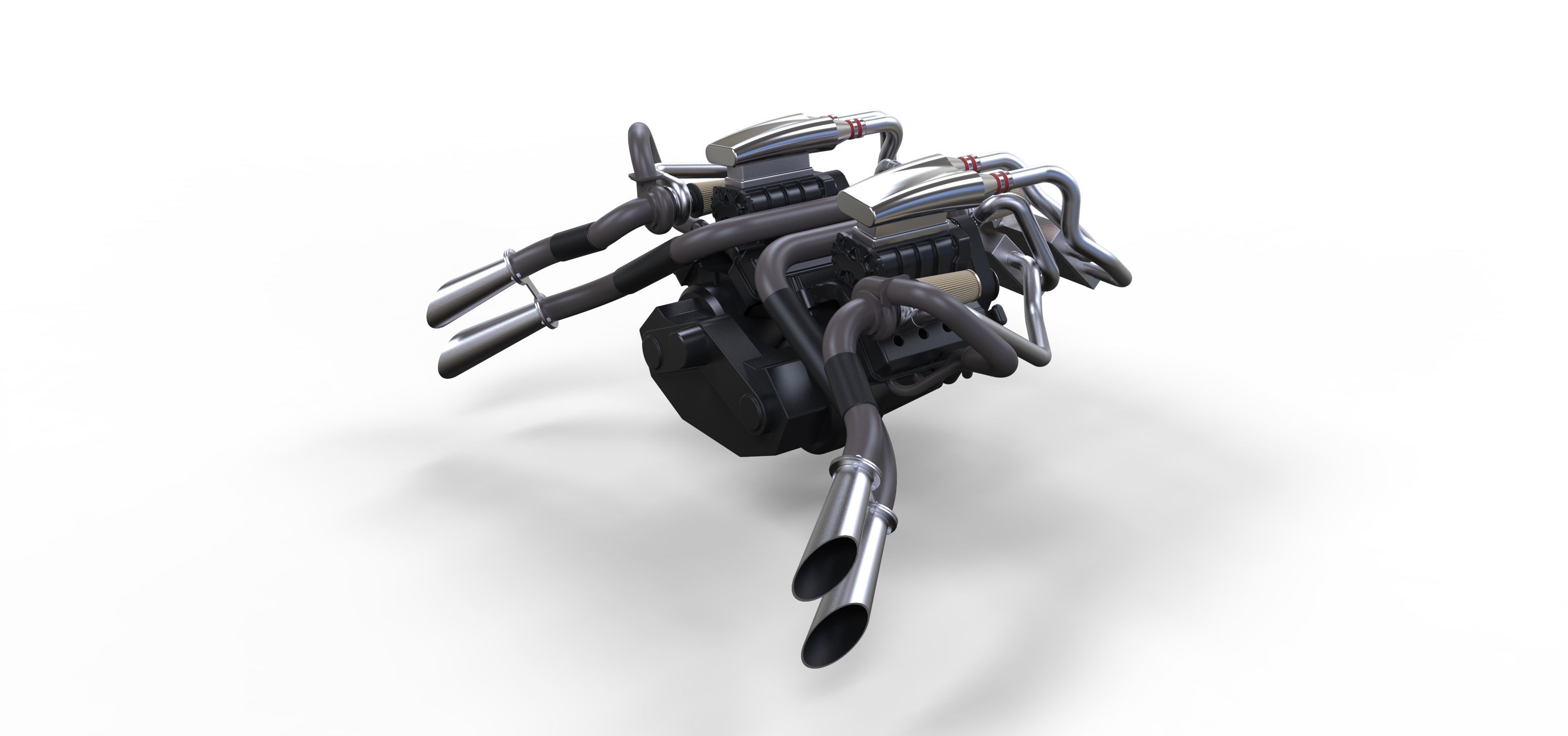 Double engine V8 3D model_7