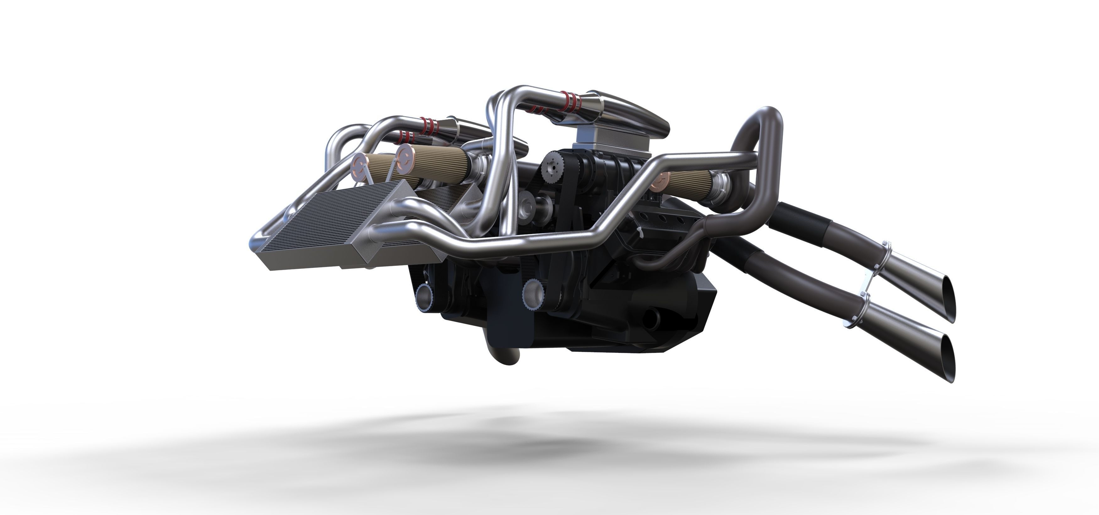 Double engine V8 3D model_1