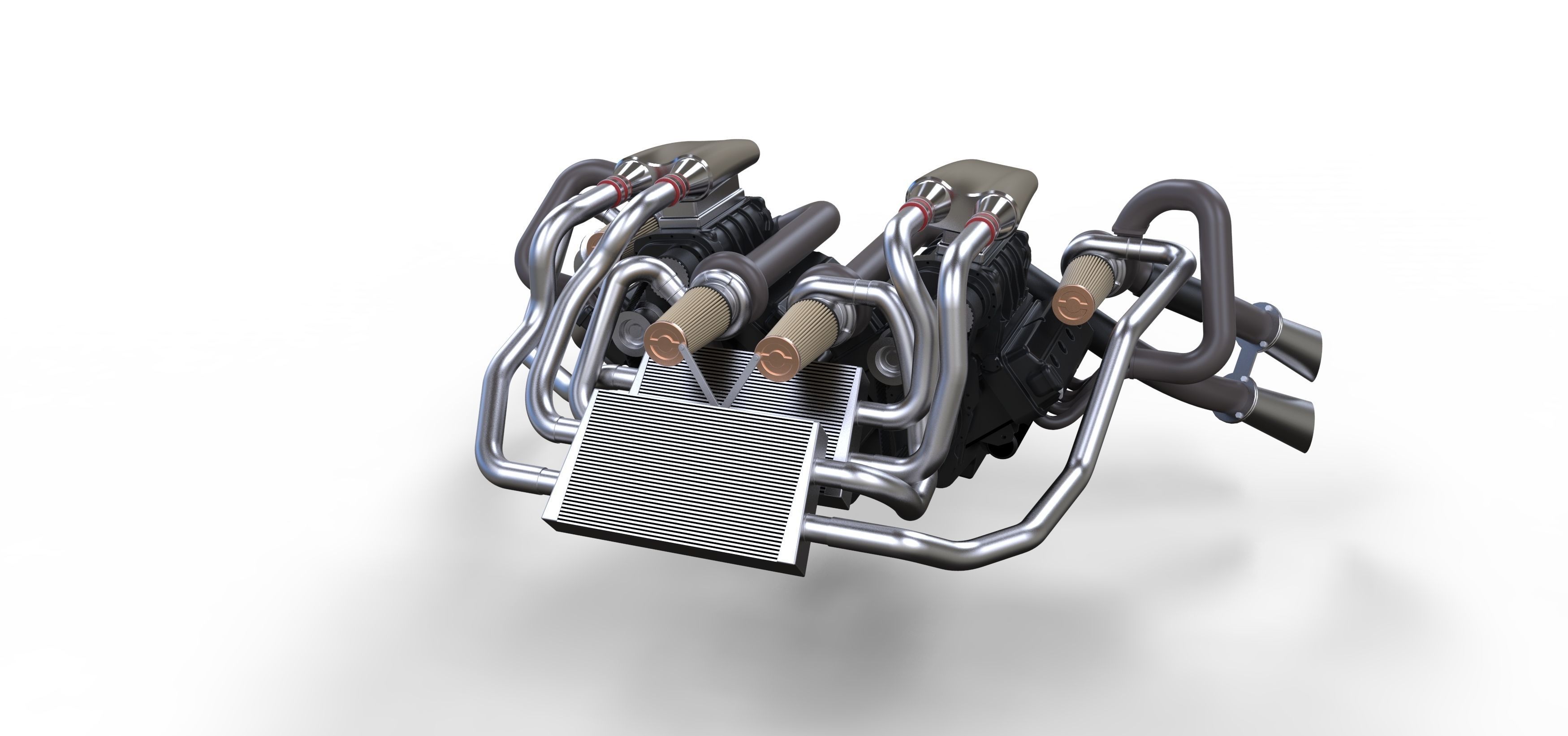 Double engine V8 3D model_2