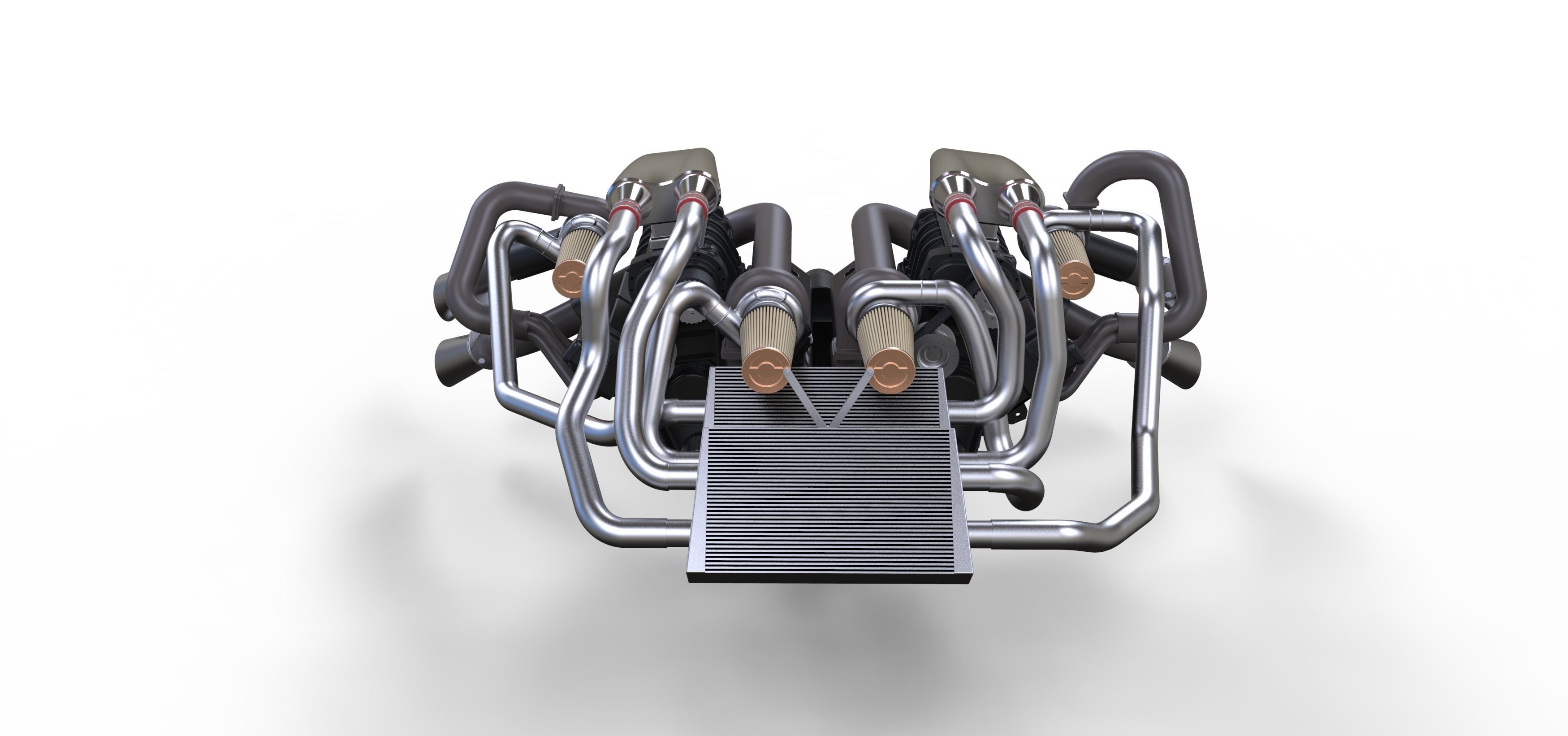 Double engine V8 3D model_3