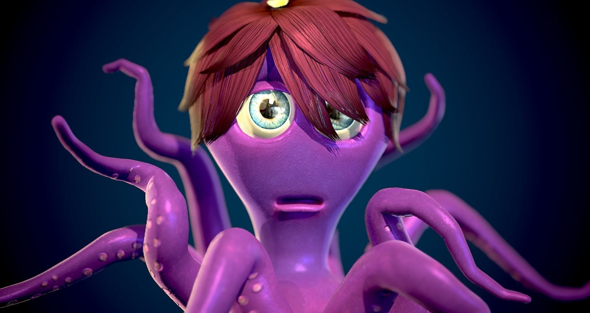 Octopus Character Rigged VR Low-poly 3D model_5