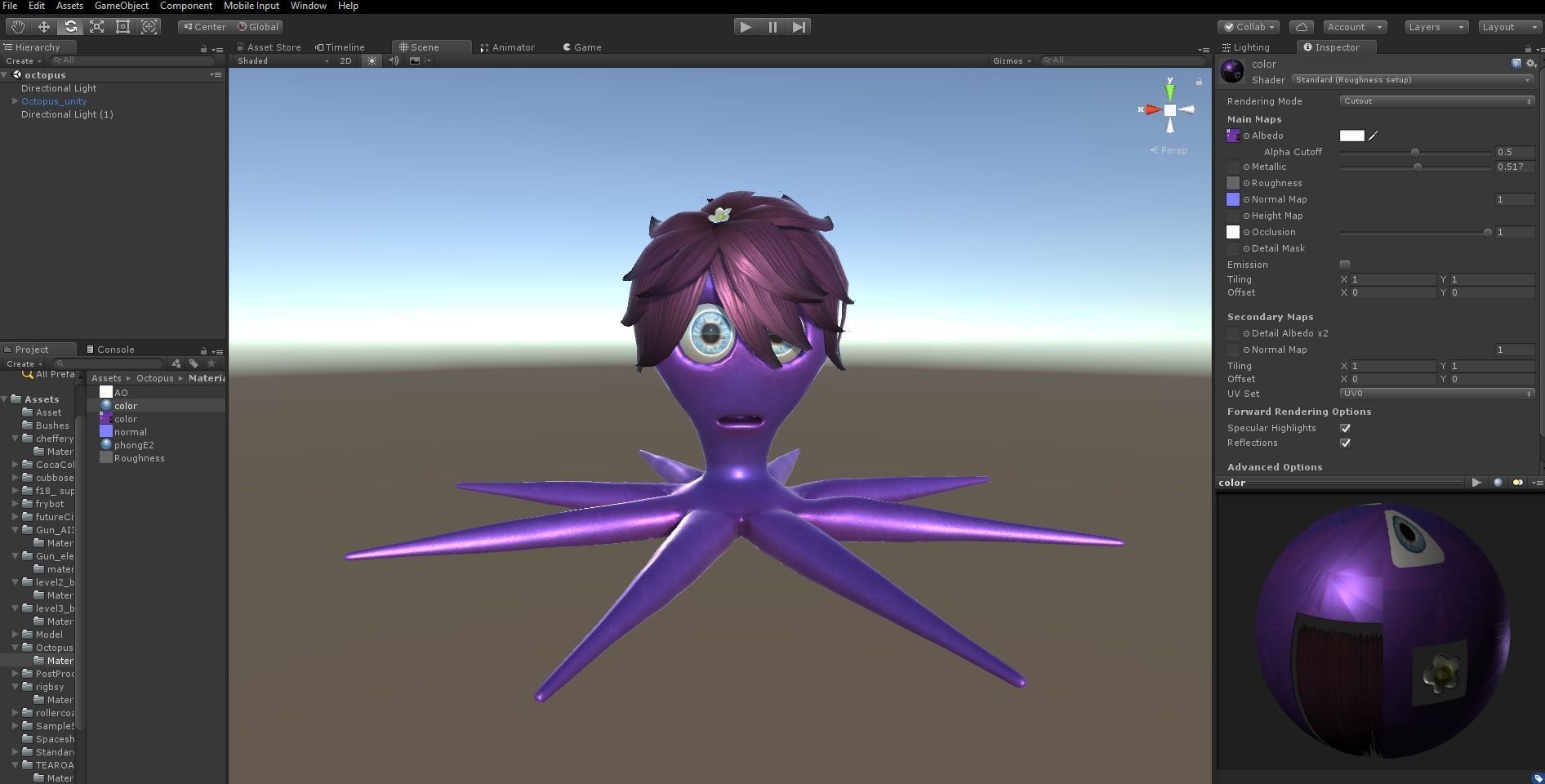 Octopus Character Rigged VR Low-poly 3D model_9