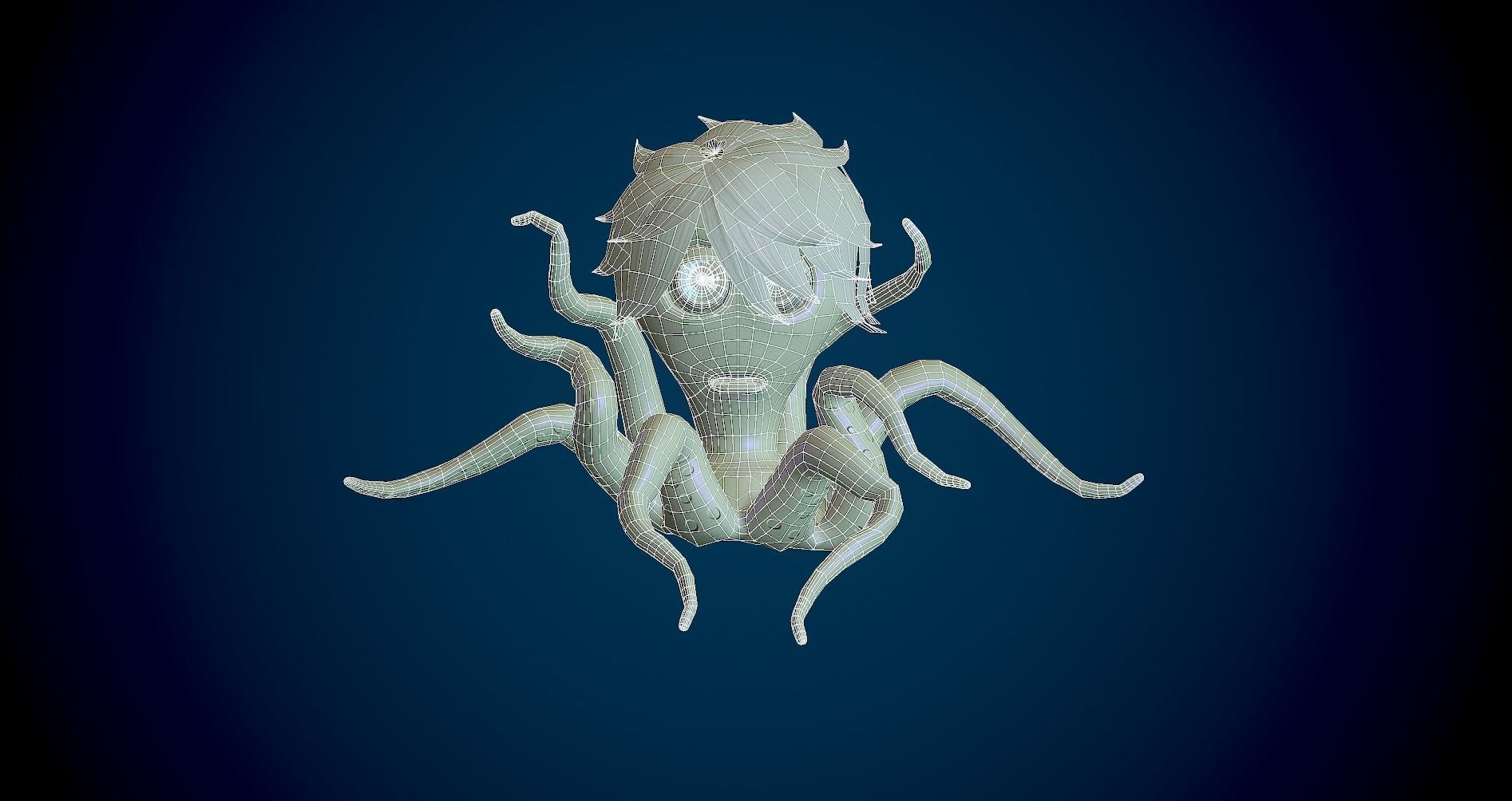 Octopus Character Rigged VR Low-poly 3D model_7