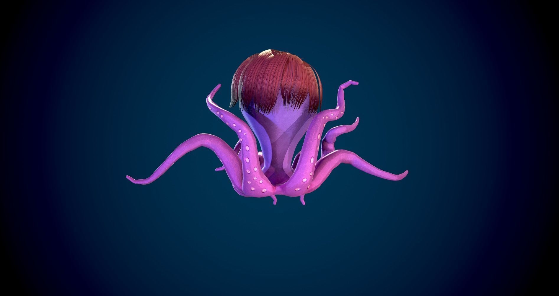 Octopus Character Rigged VR Low-poly 3D model_4