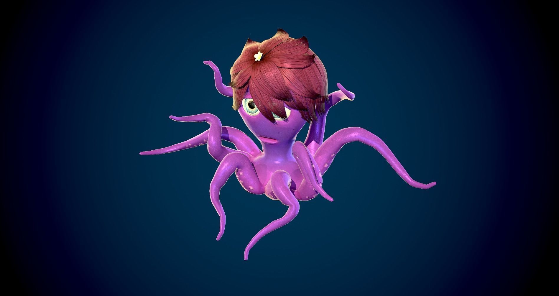 Octopus Character Rigged VR Low-poly 3D model_6