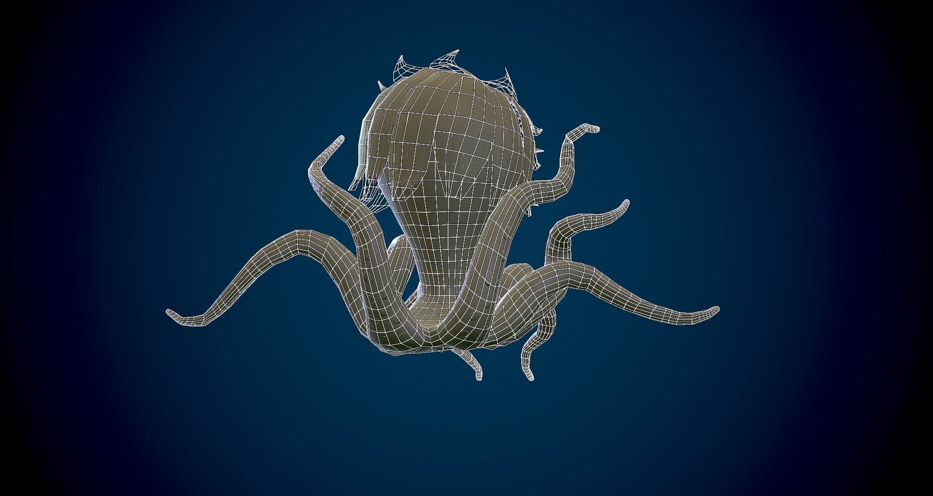 Octopus Character Rigged VR Low-poly 3D model_8