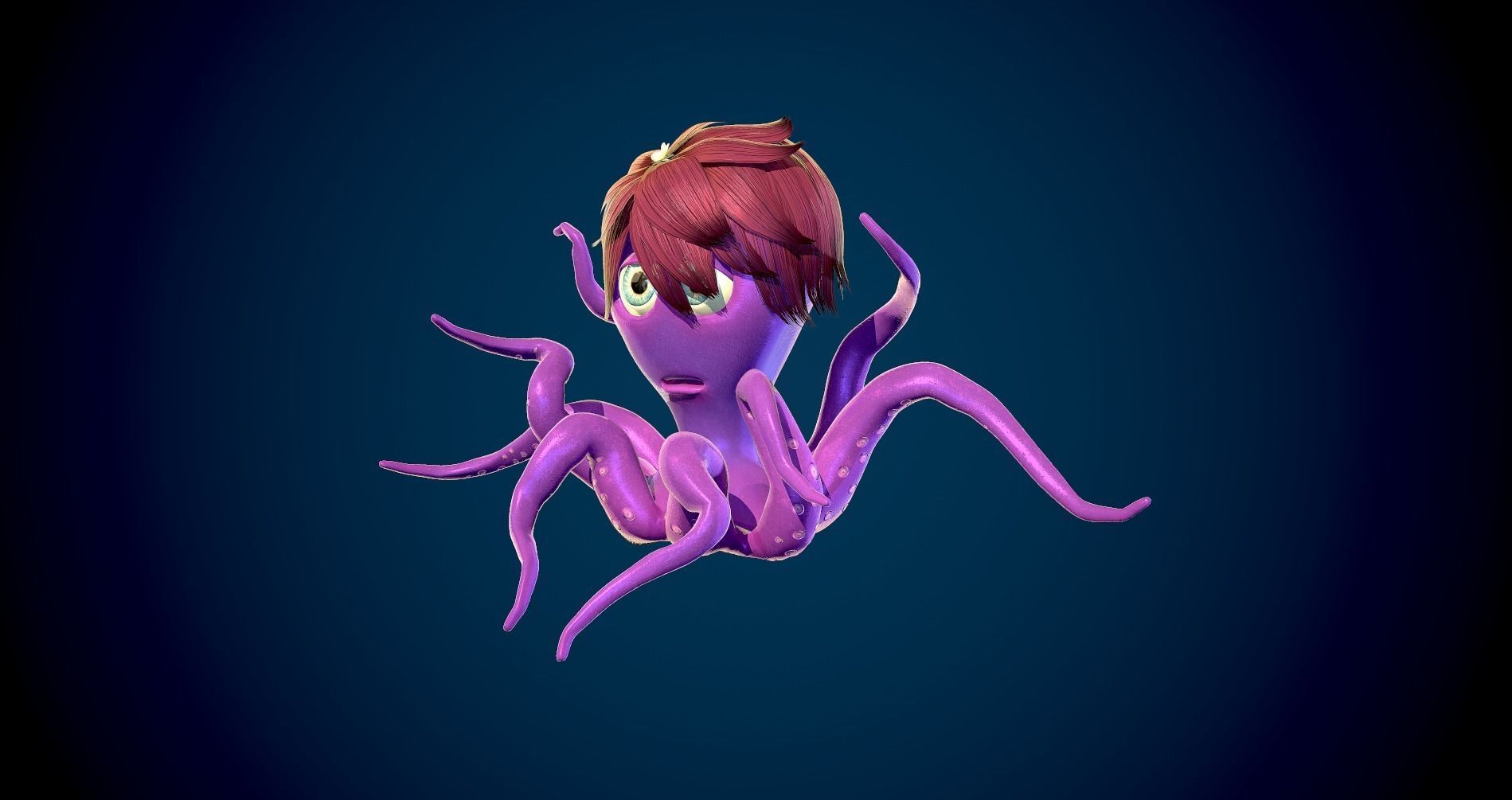 Octopus Character Rigged VR Low-poly 3D model_3