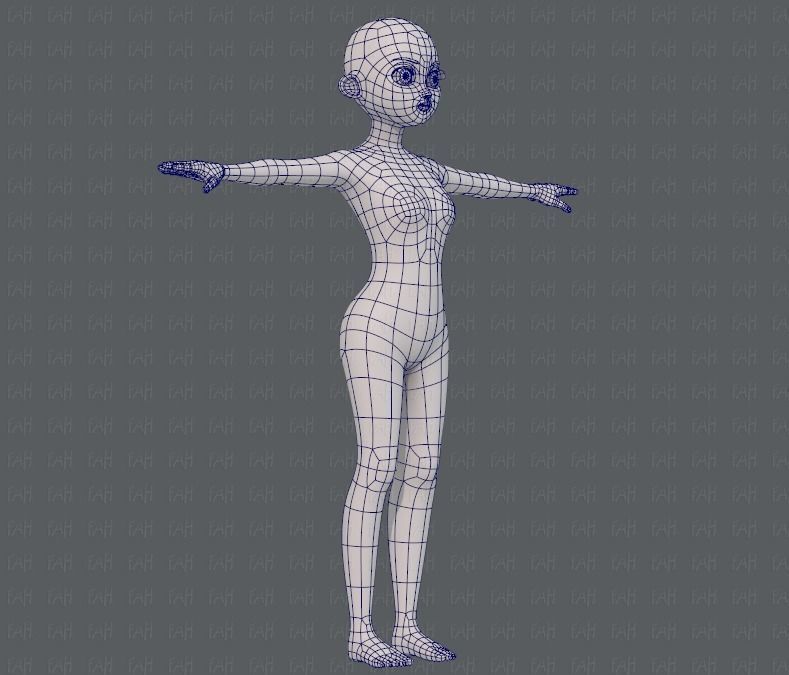 Base mesh girl characterV09 Low-poly 3D model_10