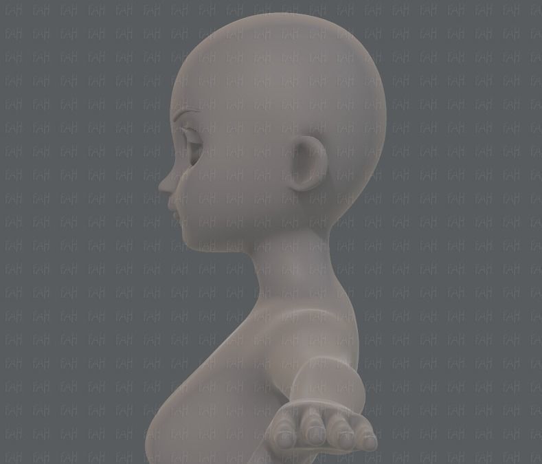 Base mesh girl characterV09 Low-poly 3D model_23