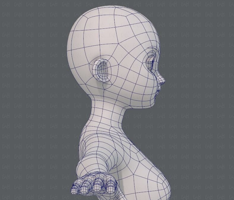 Base mesh girl characterV09 Low-poly 3D model_26