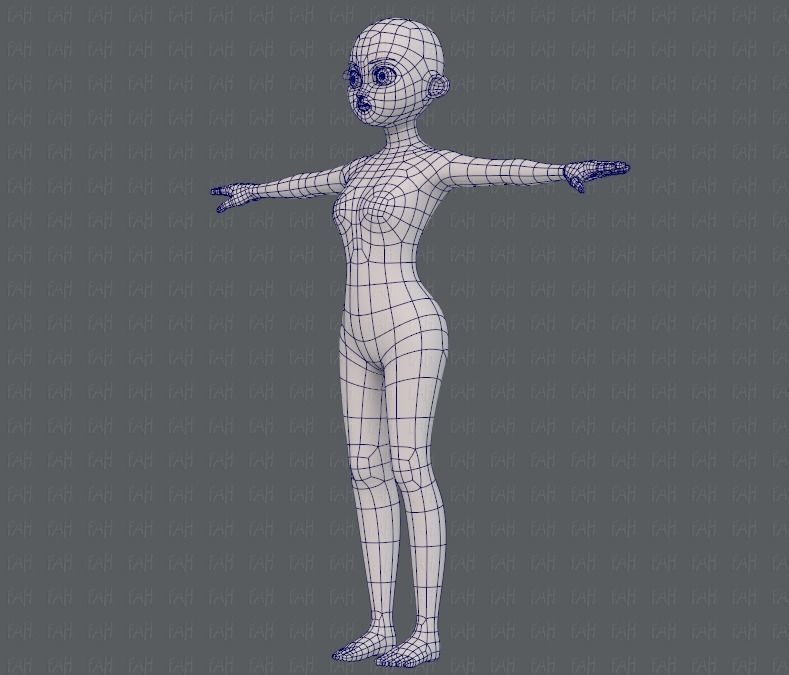 Base mesh girl characterV09 Low-poly 3D model_16