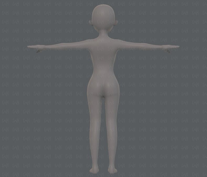 Base mesh girl characterV09 Low-poly 3D model_5