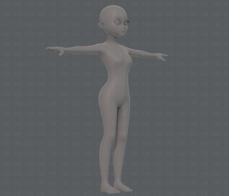 Base mesh girl characterV09 Low-poly 3D model_2