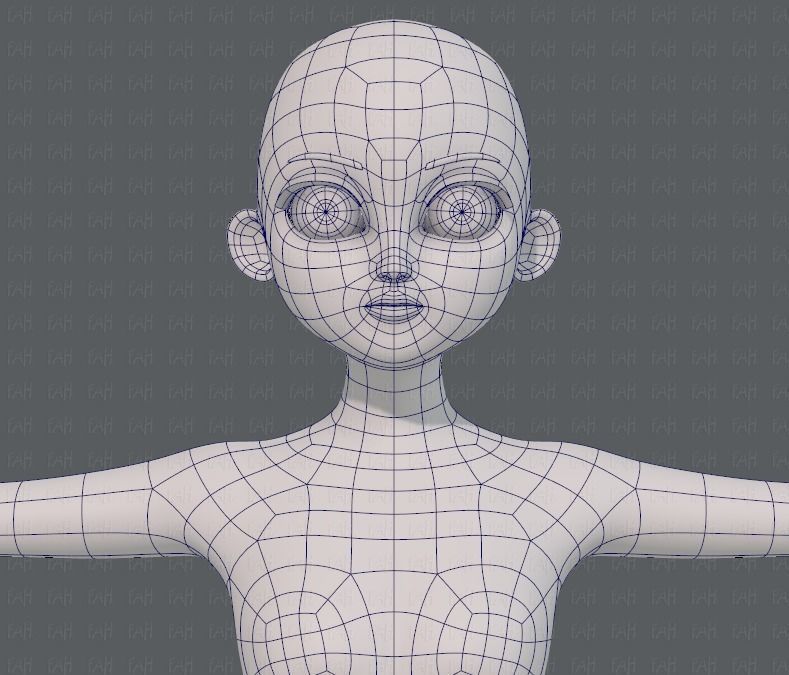 Base mesh girl characterV09 Low-poly 3D model_25