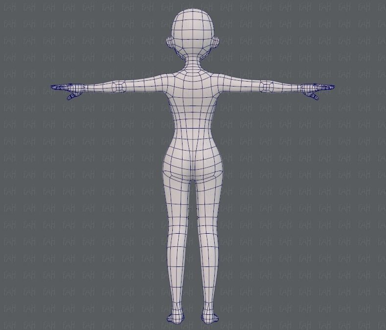 Base mesh girl characterV09 Low-poly 3D model_13