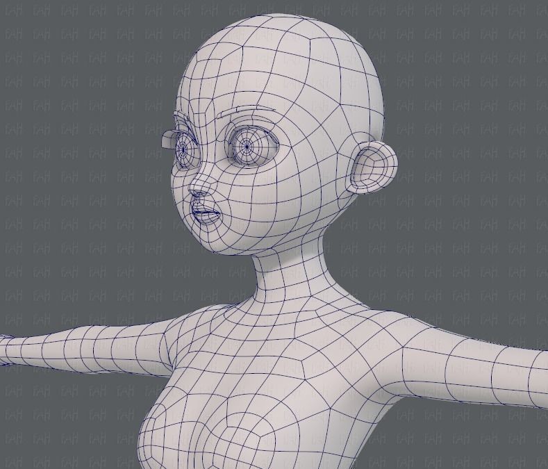 Base mesh girl characterV09 Low-poly 3D model_32