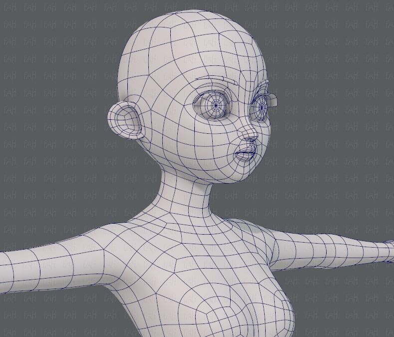 Base mesh girl characterV09 Low-poly 3D model_27