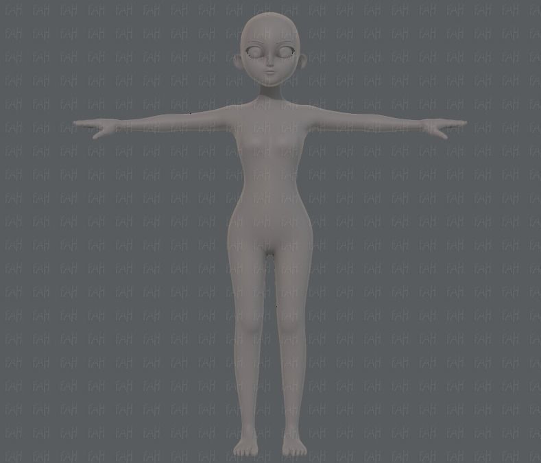 Base mesh girl characterV09 Low-poly 3D model_1