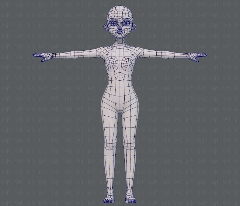 Base mesh girl characterV09 Low-poly 3D model_9