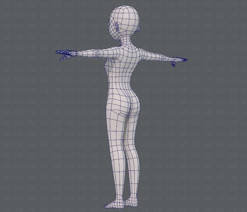 Base mesh girl characterV09 Low-poly 3D model_14