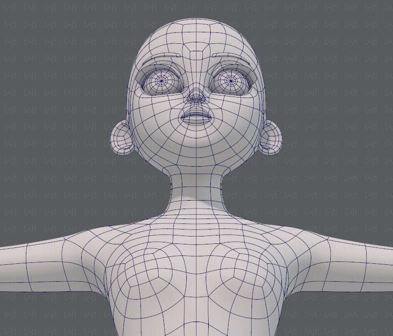 Base mesh girl characterV09 Low-poly 3D model_44