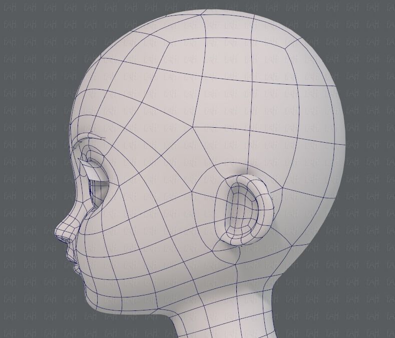 Base mesh girl characterV09 Low-poly 3D model_40