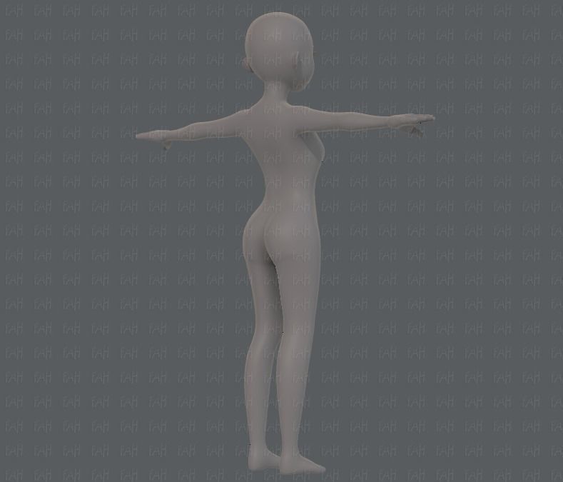 Base mesh girl characterV09 Low-poly 3D model_4