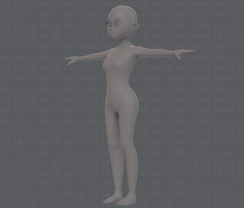 Base mesh girl characterV09 Low-poly 3D model_8