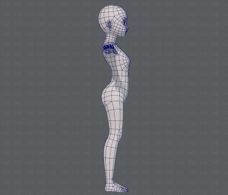 Base mesh girl characterV09 Low-poly 3D model_11