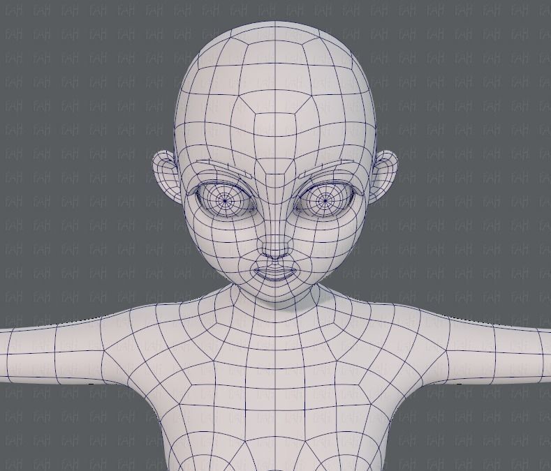 Base mesh girl characterV09 Low-poly 3D model_42